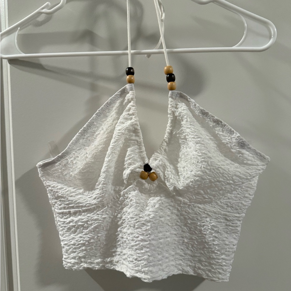 NWOT White Textured Halter Top